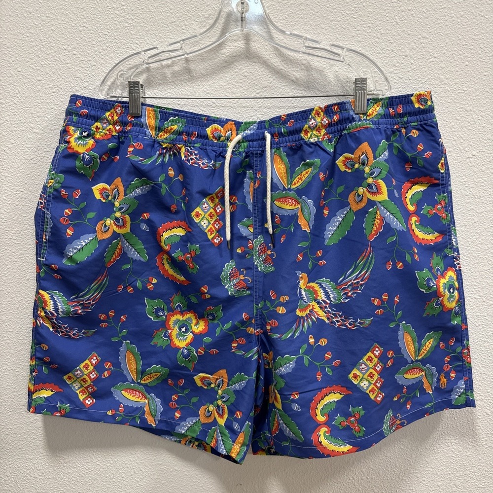 Polo Ralph Lauren Swim Trunks Board Shorts Mens Size 3XB Blue Pattern NWOT